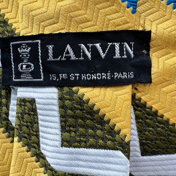 Lanvin premium fabric Abstract Tie โ Yellow, Blue, Green 1970s - Picture 2 of 6